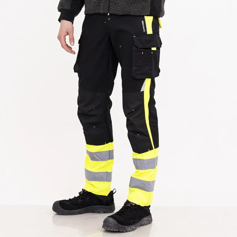 High-Visibility-Traffic-Safety-Work-Pants-Lightweight-Reflective-Tape-Leg-Zippers-Drawstring-Hi-Vis-Rain-Gear