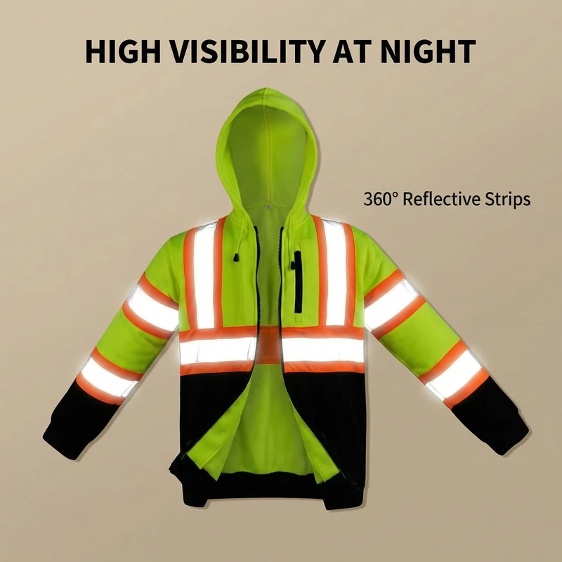 High Visibility Warm Windproof Construction Run Reflective Workwear Unisex Winter Safety Jackets