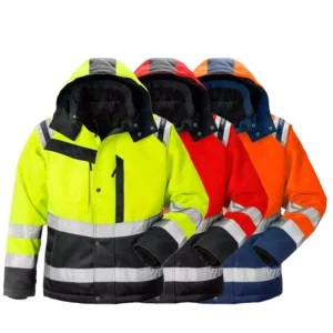 High Visibility Waterproof Outdoor Winter Security Work Clothes Coat With Detachable Lining Hi Vis Road Safety Reflective Jacket