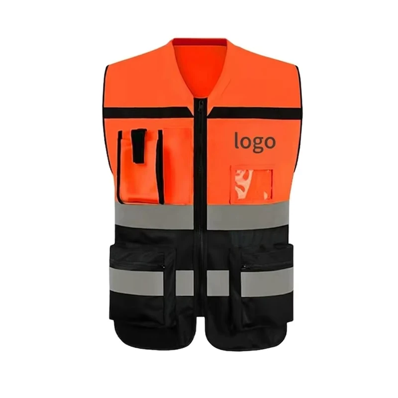 High Visibility Waterproof Polyester Reflective ANSI Class 1 Safety Vest with Multi-Pocket