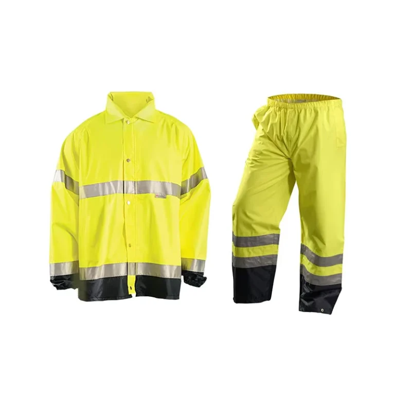 High-Visibility-Waterproof-Safety-Jackets-Reflective-Raincoat-With-Pants-Workwear-Zip-Roll-away-Hood