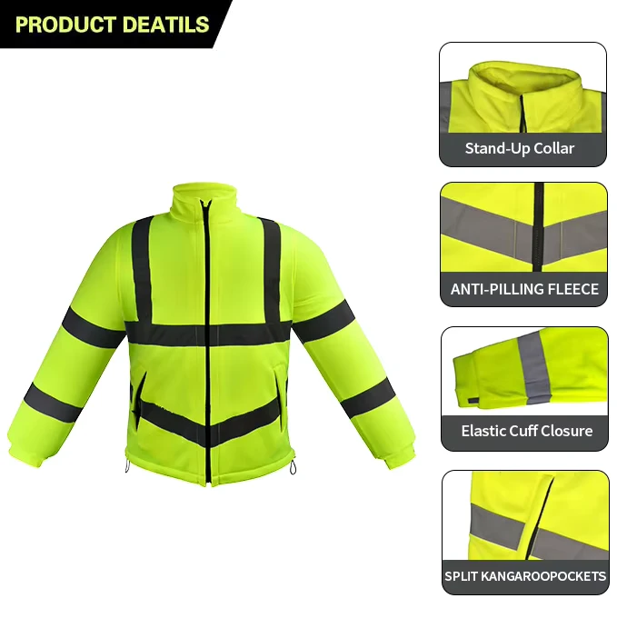 High Visibility Winter Safety Hoodie with Zipper Pockets