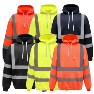 High Visibility Winter Workwear Sweatshirts Orange Fleece Mens Construction Safety Hoodie Tshirts Full Sleeves with logo