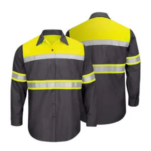 High Visibility Work Wear Men’s Custom Breathable Security Construction Long Sleeve Hi Vis Reflective Road Safety Shirt