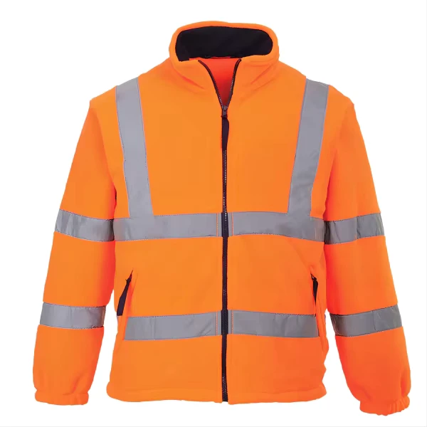 High Visibility Work Wear Safety Clothing Fluorescent Color Hi Vis Reflective Polyester Fleece Jacket