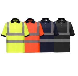 High Visibility Worker Industrial Construction Safety Workwear Reflective Hi Vis Work Polo Shirt