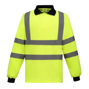 High Visibility Worker Mining Oil Gas Industrial Construction Safety Workwear Traffic Road Reflective Hi Vis Work Polo Shirt