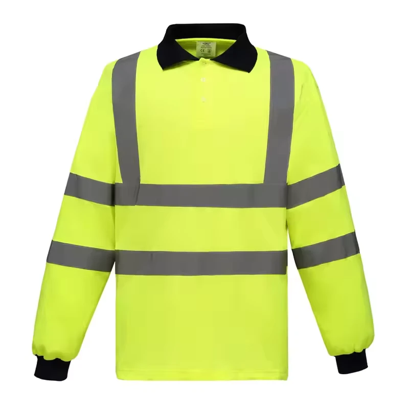 High Visibility Worker Mining Oil Gas Industrial Construction Safety Workwear Traffic Road Reflective Hi Vis Work Polo Shirt