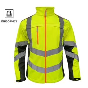High Visibility Workwear Protective Clothing Mens Softshell Jacket