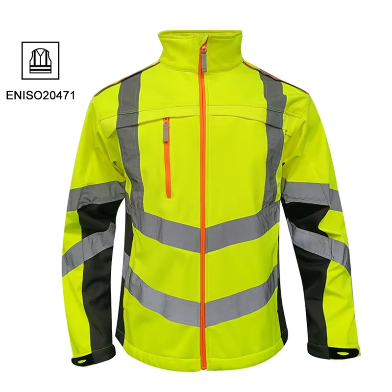 High Visibility Workwear Protective Clothing Mens Softshell Jacket