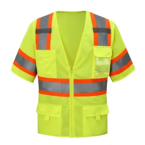 High Visibility Yellow Class 3 Solid Mesh Reflective Safety Vest for Construction and Security