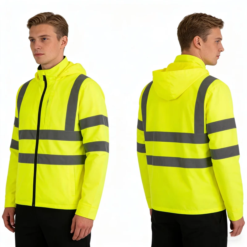High Visibility Zip Closure Safety Sweatshirts Safety Jacket Reflective Work Hoodies