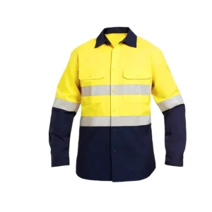 High Viz Visible Road Safety Hi Vis Work Clothes Workwear Long Sleeve Shirts Yellow Hi Vis Reflective Construction Shirt for Men