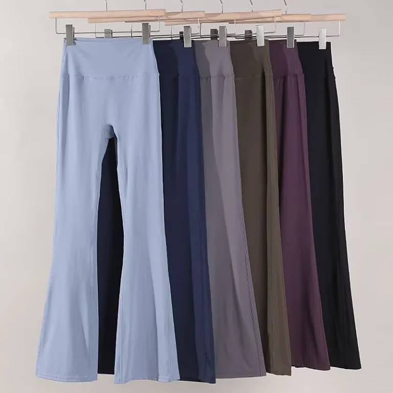 High-Waist-Wide-Leg-Solid-Yoga-Pants-Tummy-Control-Spandex-Nylon-Full-Length-Fitness-Bell-Bottoms
