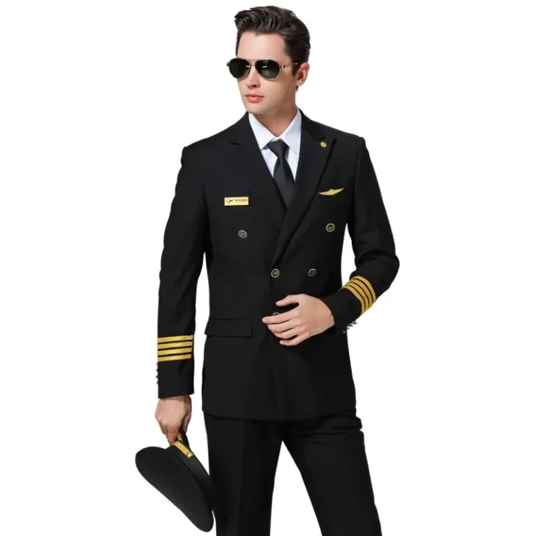 High-end-Black-Airline-Captain-Uniform-Shirt-With-Coat-Spring-and-Fall-Pilot-Training-Institution-Uniform-Coat-Set