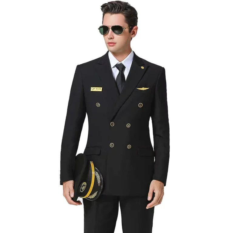 High-end-Blue-Airline-Captain-Uniform-Shirt-With-Coat-Pilot-Training-Institution-Uniform-Coat-Set