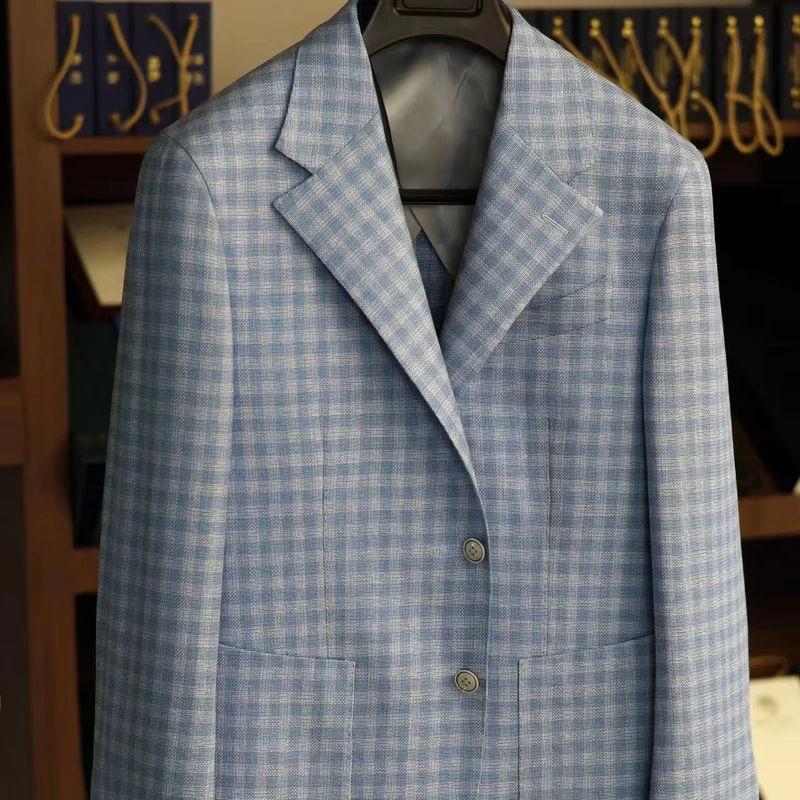 High-end VBC Fabric Wool Suit Men's Business Formal Wear Groom Wedding Dress Suit Top Single Breasted Beaded