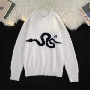 High end lazy style simple fashion trend loose sweater for men autumn and winter retro couple leisure knitted sweater