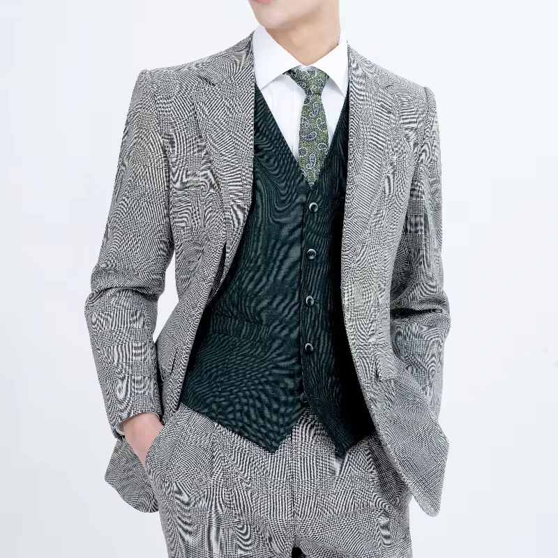 High-grade Single Breasted Notch Lapel Tailor-made Social Set 100%wool Men 's Suit
