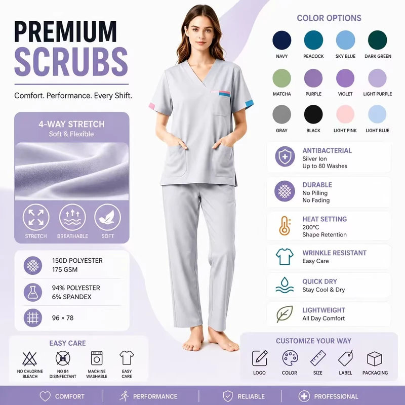 High quality Customized Medical Uniforms Suitable for Hospitals and Other Places with Soft Breathable and Durable
