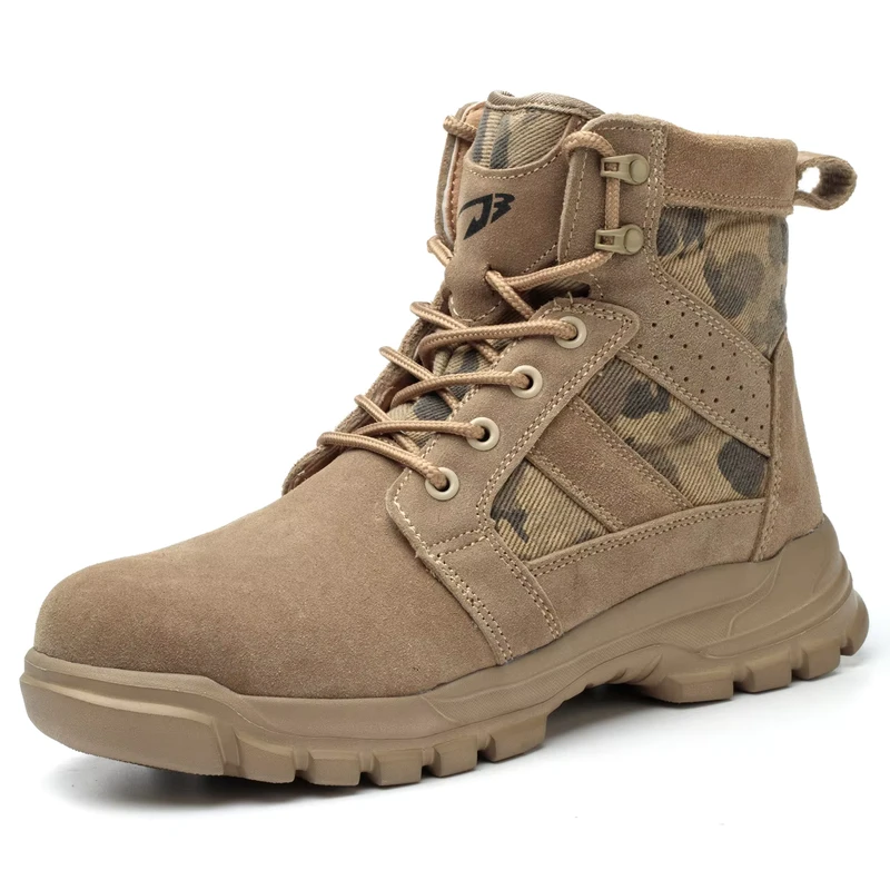 High top Steel toe Anti smashing Anti puncture Breathable Protective Boots Suede Leather Faux Safety Shoes Work Boots