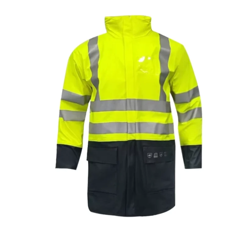 Hivis-Yellow-Flame-Retardant-PU-Long-Sleeve-Man-Jacket-With-Reflective-Tape