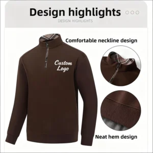 Hoodies Half Zip Plain Solid Autumn Regular Fit Logo Blank Customized O Neck Sweatshirt Men Joggers Sports Training Wear Jacket