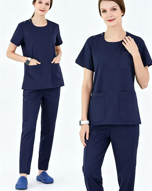 Hospital Dental Clinic Work Uniforms Doctors Nurses Unisex Polyester Jacquard Fabric Blouses Shirts Needle Detection Seamless