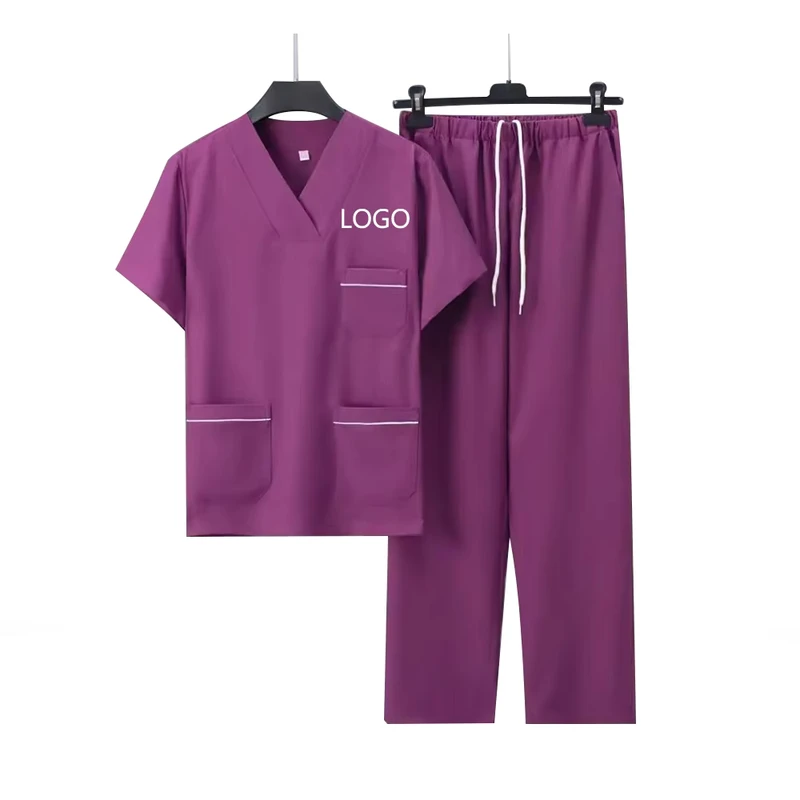 Hospital Nurse Medical Scrub Uniform Anti-Wrinkle Unisex Scrub Suit