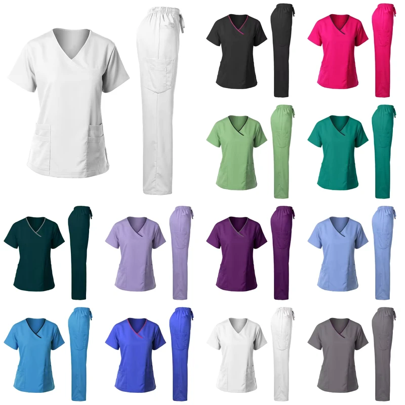 Hospital Private Label Scrubs Uniforms Medical Scrubs Uniformes Short Sleeve Medical Uniforms Nursing Scrubs Sets
