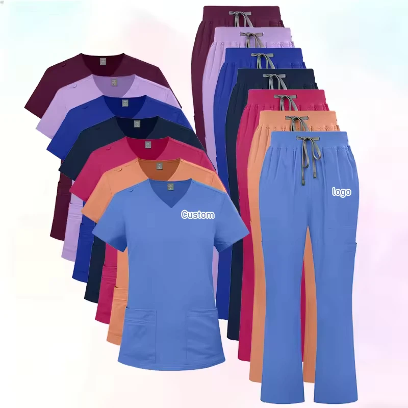 Hospital Scrub Suit with Flare Pants
