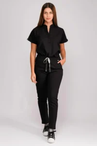 Hospital Scrub Uniform Set with Jogger Pants and Short-Sleeve Top