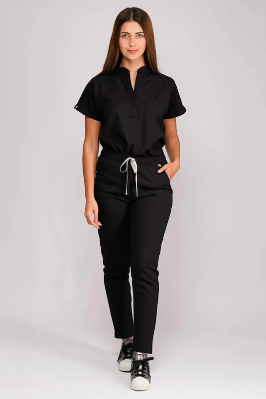 Hospital Scrub Uniform Set with Jogger Pants and Short-Sleeve Top