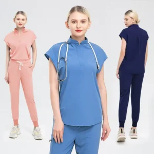 Hospital Staff Uniforms Fashion Nursing Uniform Sets for Women Scrubs Set Doctor Quick Drying Stand up Collar Top Jogger Pants