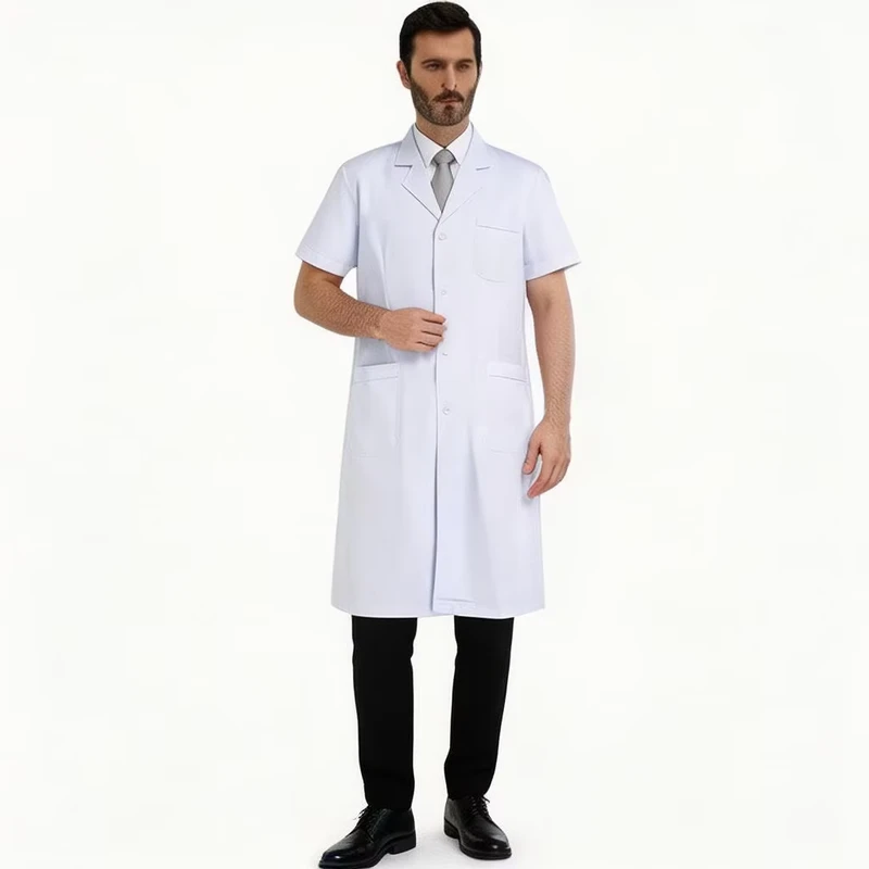 Hospital Uniforms Factory Customized Men's Consultation Laboratory Coat White Professional Long Doctor Uniform