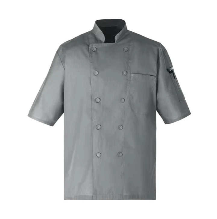 Hospitality Catering Staff Waiters Chef Cook Fabric Covered Buttons Uniforms for Fast Food Restaurant Coffee Shop Saloon Bakery