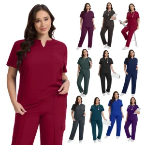 Hot New Custom V neck Medical Scrubs Uniforms Sets Hospital Doctor Nurse Work Wear Scrubs Suits for Women