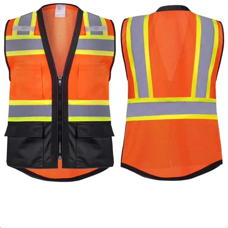 Hot-Sales-Customizable-Hi-Vis-Security-Vest-with-Multi-Pockets-Two-Tone-Zipper-Closure-Reflective-Feature-for-Security-Guards