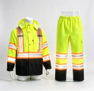 Hot Selling Hooded Hi Vis Waterproof Rain Suit Windproof Durable Workwear with Reflective Strips for Outdoor Work