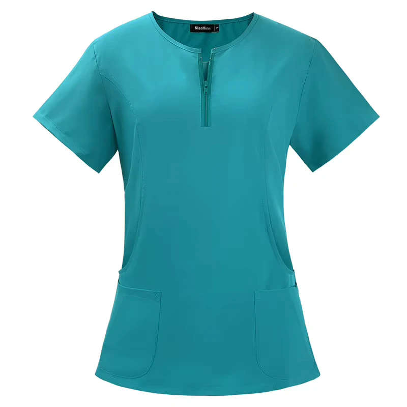 Hot Selling Nurse Scrubs Tops Unisex Quick Drying Fashion Short Sleeved Hospital Uniforms Nursing Service Work Clothes Summer