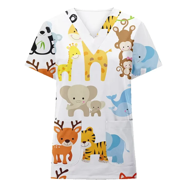 Hot-Selling-Nursing-Scrubs-Uniforms-Stylish-Pattern-Scrub-Tops-Cartoon-Scrub-Tops