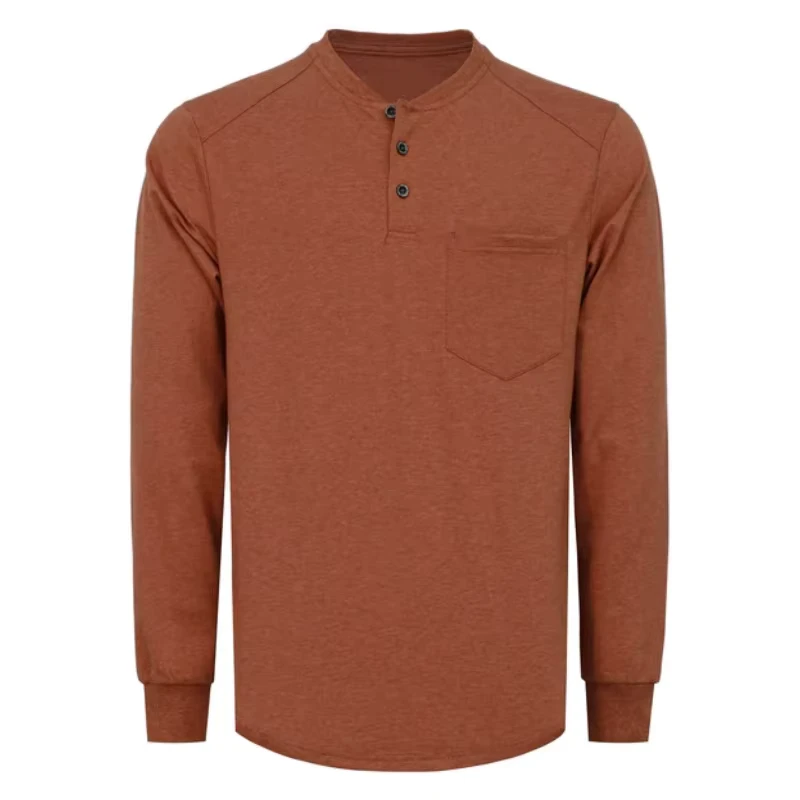 Hot Selling Quality Lightweight FR Cotton Long Sleeve Henley Shirt Fireproof FR Arc Flash Safety Protective Fireproof Clothing
