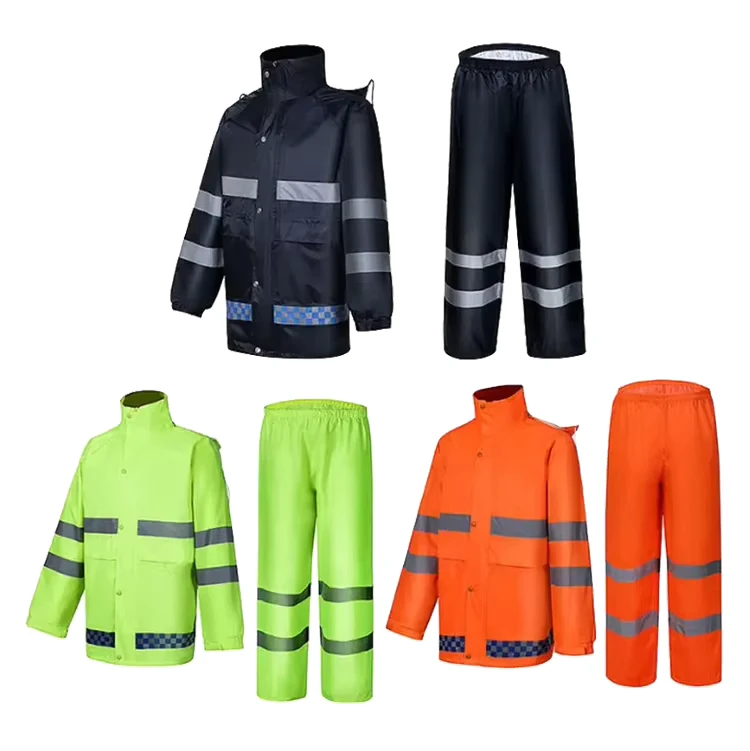 Hot Selling Waterproof Breathable Reflective High Visibility Rain Suit for Men's Hiking ANSI ISEA Certified