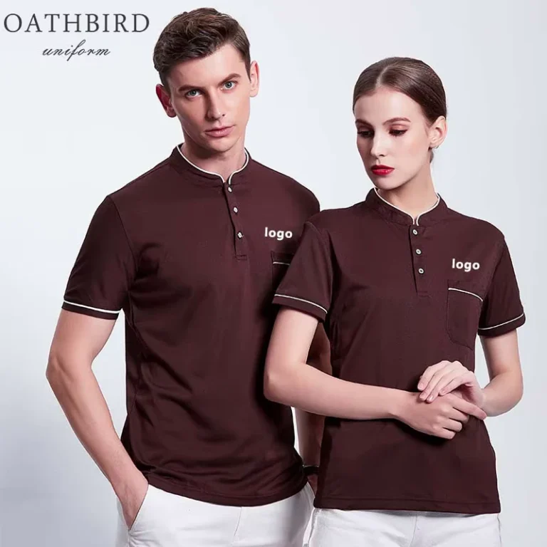 Hotel-Housekeeping-Staff-Uniform-Short-Sleeve-Polo-Collar-Shirt-Unisex-Summer-100-Polyester