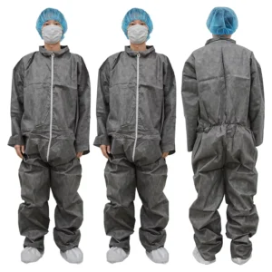 ISO CE SMMS 50g Gray Disposable Coverall Stain Resistant One Piece Protective Workwear Zippered M 5XL