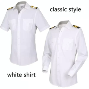 ISO Factory Stock Ready to Ship Four direction Spandex Pilot Shirt Aviation Uniform air Flight Attendant Airline Uniform Shirt