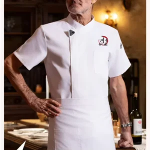 Ice Knitted Silk Short Sleeve Chef Coat Breathable Cooling Kitchen Uniform for Baker Pastry Cook Hotel Catering Accessories
