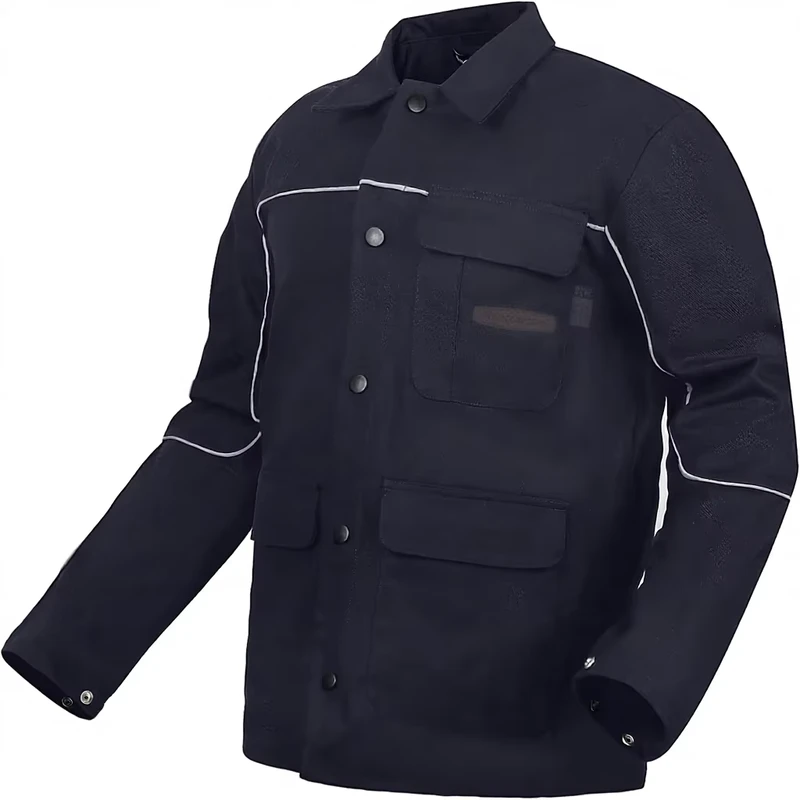 Imported 11oz Flame Resistant Cotton Hand Wash Welding Jacket Navy Blue L Size