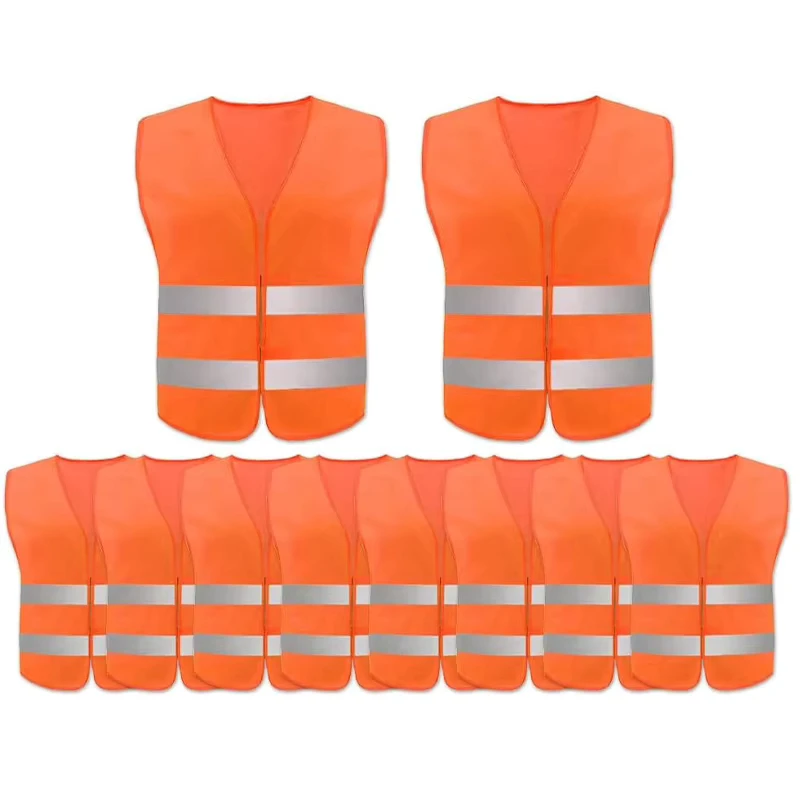 In Stock 2XL High Vis Chaleco De Seguridad Polyester Orange Motorcycle Safety Clothing Reflector Vest 100gsm with logo