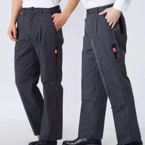 In Stock Elastic Striped Chef Work Pants Casual Restaurant Waiter Uniform for Hotels Woven Fabric Accessory for Chefs